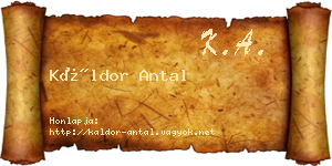 Káldor Antal névjegykártya