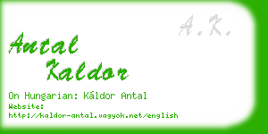 antal kaldor business card